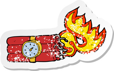 retro distressed sticker of a cartoon bomb symbol