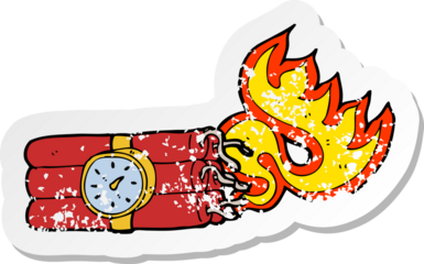 retro distressed sticker of a cartoon bomb symbol