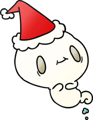 hand drawn christmas gradient cartoon of kawaii ghost
