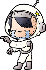 Obraz premium cartoon crying astronaut girl