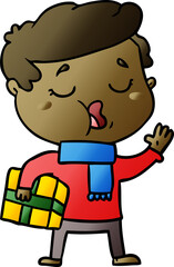 cartoon man carol singing