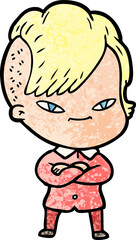 cute cartoon girl with hipster haircut