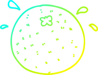 cold gradient line drawing of a cartoon orange