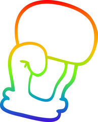 rainbow gradient line drawing of a cartoon boxing glove