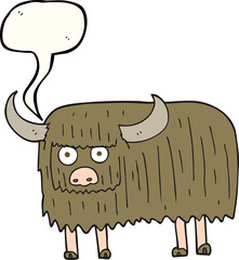 freehand drawn speech bubble cartoon hairy cow