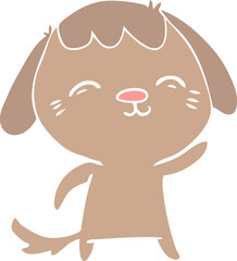 happy flat color style cartoon dog