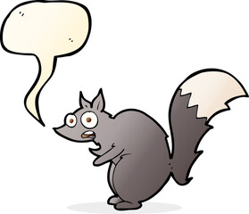 funny startled squirrel cartoon with speech bubble