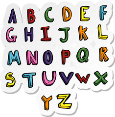 sticker of a cartoon alphabet