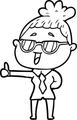 cartoon happy woman wearing spectacles