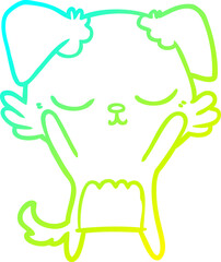 cold gradient line drawing of a cute cartoon dog