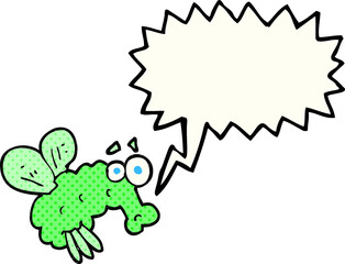 freehand drawn comic book speech bubble cartoon fly