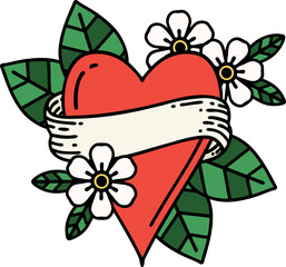 tattoo in traditional style of a heart and banner