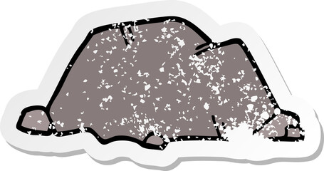 distressed sticker of a cartoon rock