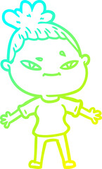 Fototapeta premium cold gradient line drawing of a cartoon woman