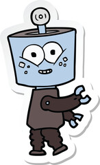 sticker of a happy cartoon robot