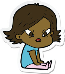 sticker of a cartoon stressed woman