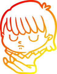 warm gradient line drawing of a cartoon woman