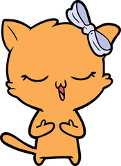 cartoon cat with bow on head