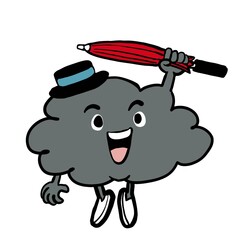 cartoon black clouds come to say hello in the rainy season