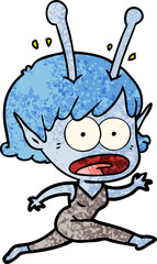 cartoon shocked alien girl
