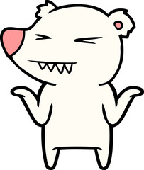 angry polar bear cartoon shrugging shoulders