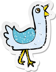retro distressed sticker of a cartoon bird