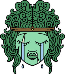 Retro Tattoo Style sad orc barbarian character face