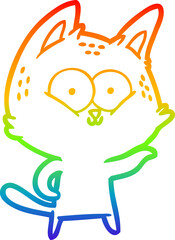 Obraz premium rainbow gradient line drawing of a cartoon cat