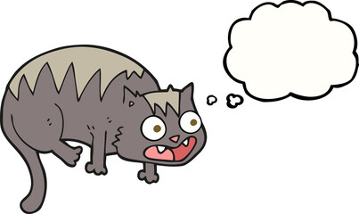 freehand drawn thought bubble cartoon cat