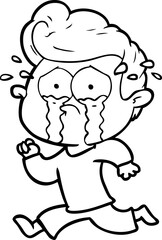cartoon crying man running