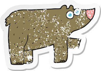 retro distressed sticker of a cartoon bear