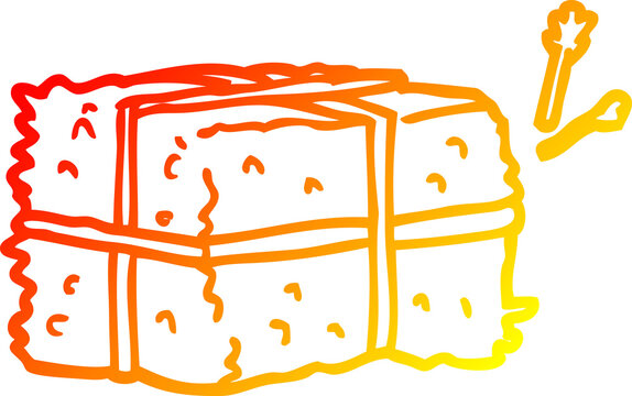 recommend clip art: warm gradient line drawing of a cartoon bale of hay