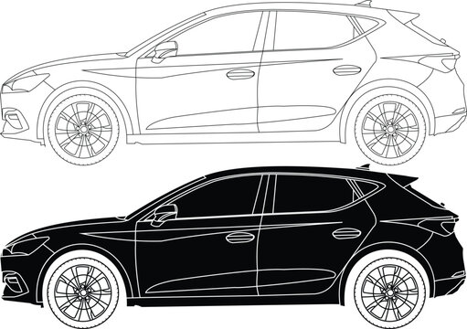 2014 Ford Focus III Facelift Wagon drawings - download vector blueprints -  Outlines