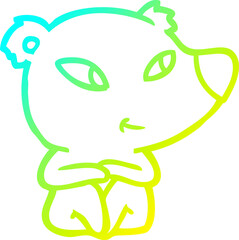 cold gradient line drawing of a cute cartoon bear