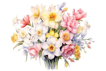 Spring Bouquet watercolor painting. Generative AI