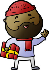 cartoon happy bearded man