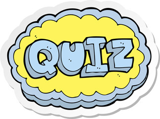 sticker of a cartoon quiz sign