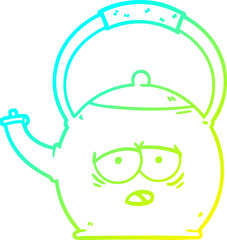 cold gradient line drawing of a cartoon kettle