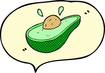 freehand drawn comic book speech bubble cartoon avocado