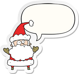 cartoon confused santa claus shurgging shoulders with speech bubble sticker