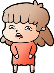 cartoon worried woman
