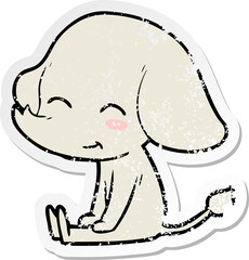 distressed sticker of a cute cartoon elephant sitting