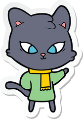 sticker of a cute cartoon cat