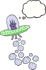 freehand drawn thought bubble cartoon flying saucer