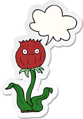 cartoon thistle with speech bubble sticker