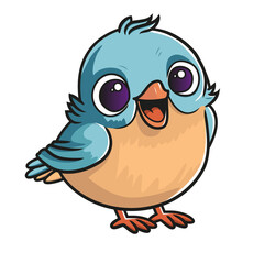 Cartoon happy bird. Illustration on transparent background