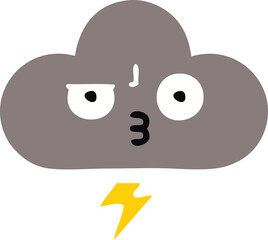 flat color retro cartoon of a storm cloud