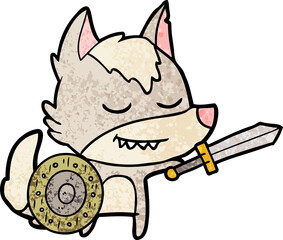 friendly cartoon wolf viking