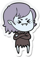 sticker of a annoyed cartoon vampire girl