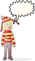 freehand drawn speech bubble cartoon teenager